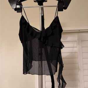H&M Black Ruffled Camisole
